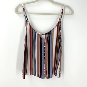 Forever 21 Flowy Striped Button Spaghetti Strap